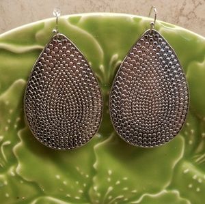 Rhodium Artisan Teardrop Dangle Drop Earrings